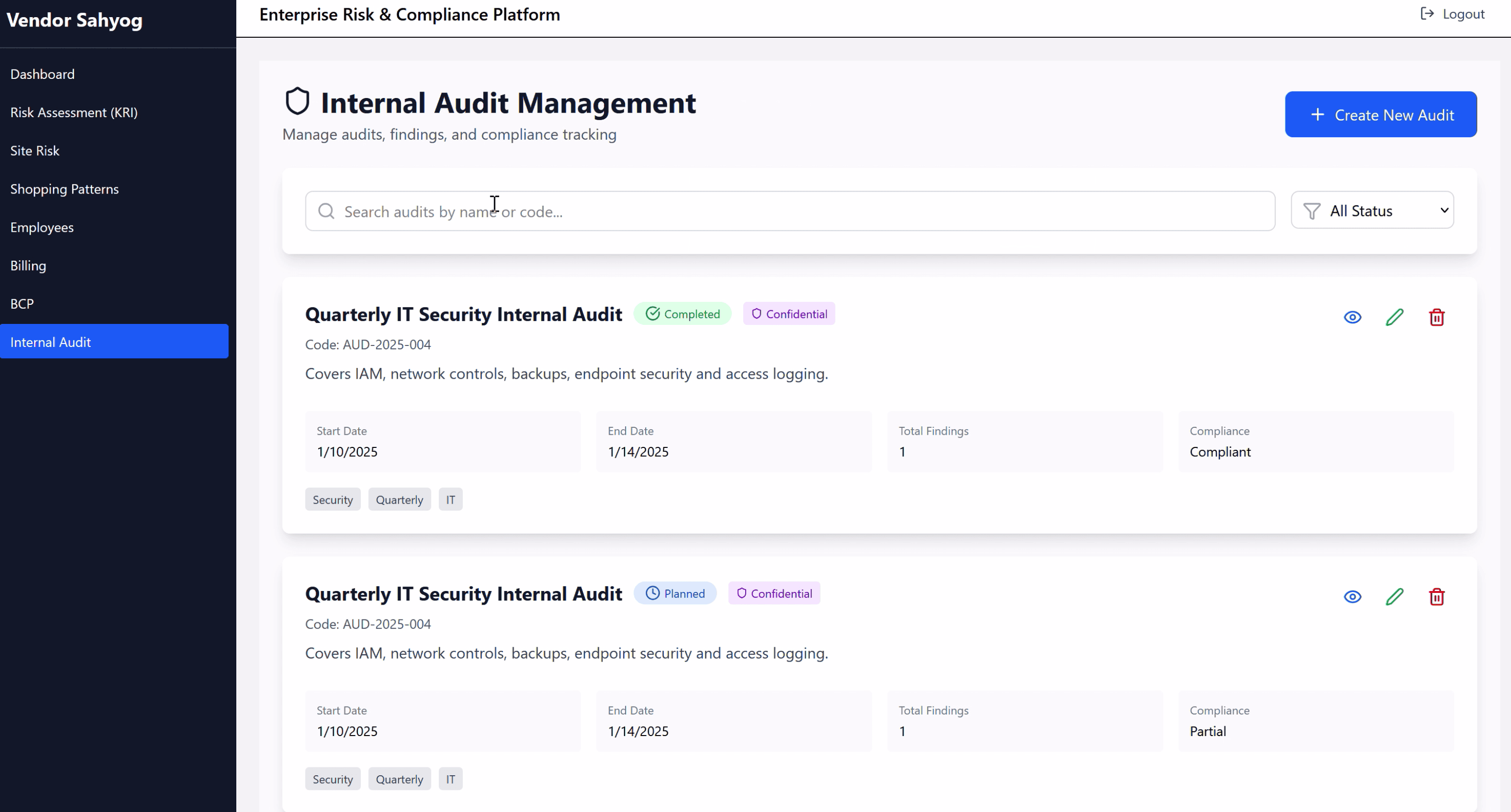 Vendor Sahyog: AI-Powered GRC & Compliance Platform